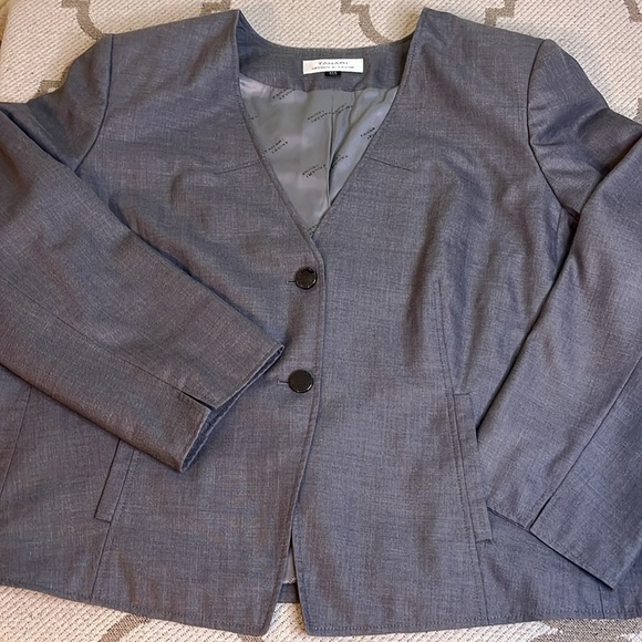 Tahari Arthur Levine gray 2 button blazer jacket - Picture 3 of 14